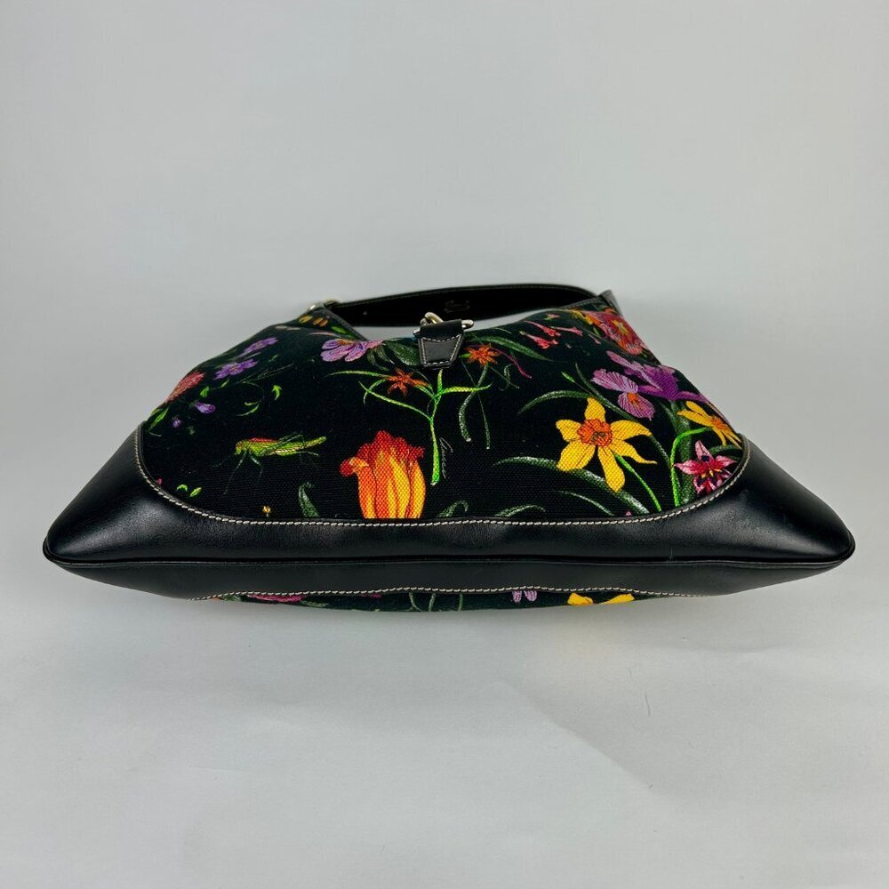 GUCCI FLORA JACKIE PRINTED CANVAS HOBO SHOULDER BAG - Picture 9 of 12